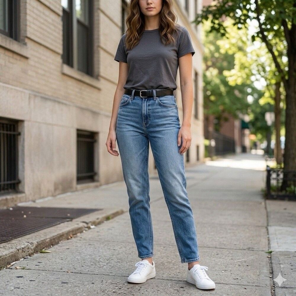 Abercrombie & Fitch High Rise Mom Jeans 31 Long 12L Blue Cropped 90s Vintage